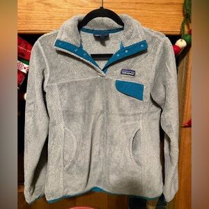 Patagonia Teal and Gray Fleece Jacket